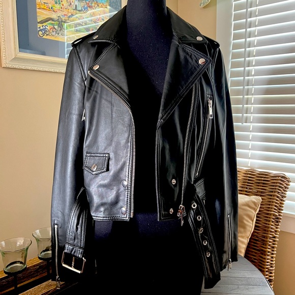 Women’s Luxe LTH JKT Handmade Best Seller Black Leather Biker Jacket (Large) - Picture 2 of 15